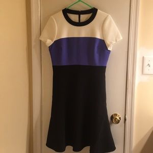 “Colorblock crepe flip dress”